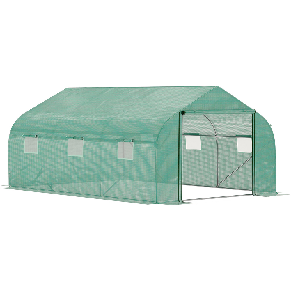 Outsunny Clear Metal Frame 14.7 x 10ft Walk In Polytunnel Greenhouse Image 1