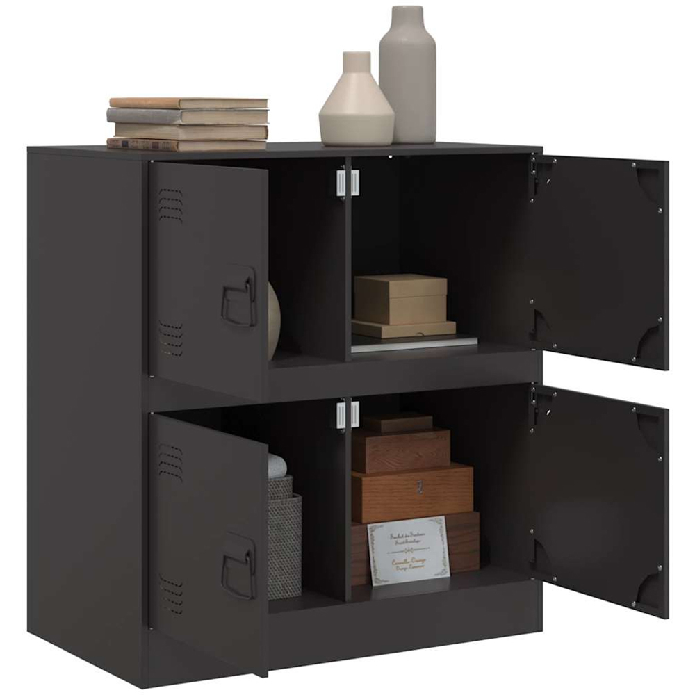 vidaXL 4 Door Black Metal Sideboard Image 4
