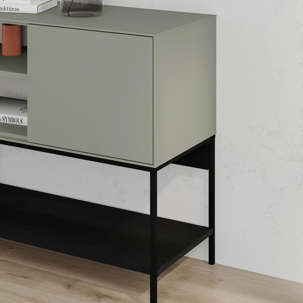 Decortie Amira 3 Door 3 Shelf Ash Green Console Table Image 3