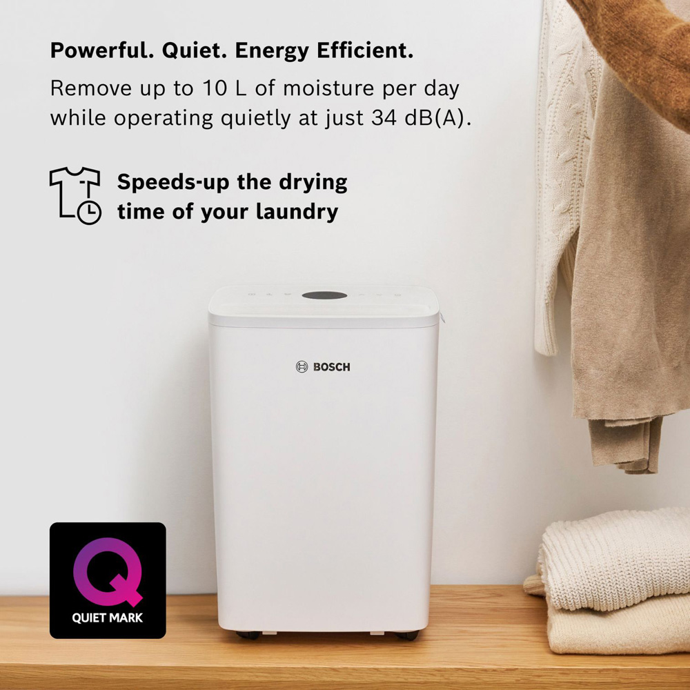 Bosch Dry 1000 White Lightweight Dehumidifier with LED Light Ring 10L Image 3