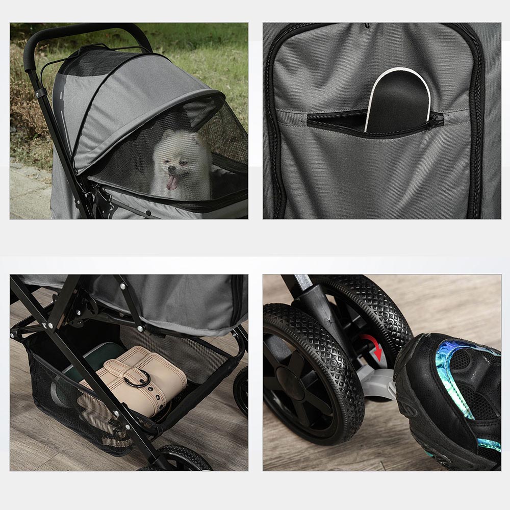PawHut Reversible Pet Stroller Grey Image 2