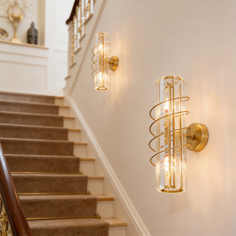 Living and Home Antique Gold Crystal E14 Double Wall Light Image 7