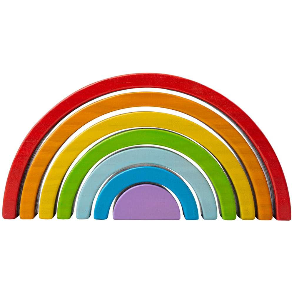 Bigjigs Toys Wooden Stacking Rainbow Toy Multicolour Small Image 3