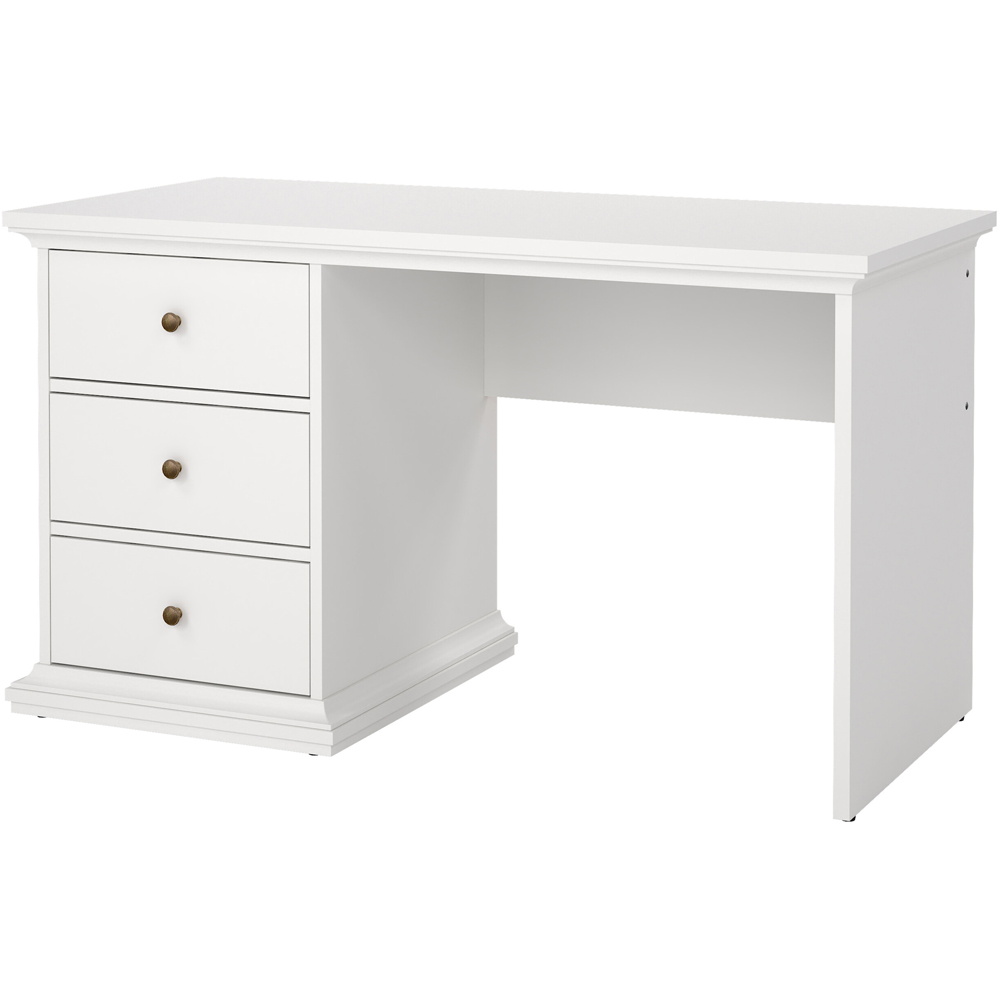 Florence Paris 3 Drawer Desk White Image 4