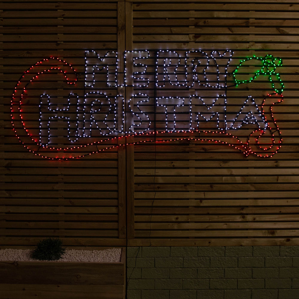 Samuel Alexander 938 Red White Green LED Light Up Hanging Merry Christmas Sign 200 x 78cm Image 8