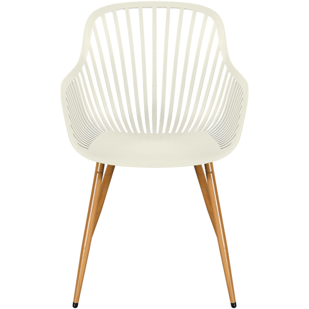 Core Products Set of 2 White Sunray Design Wood Effect Legs Garden Bistro Armchair Image 3