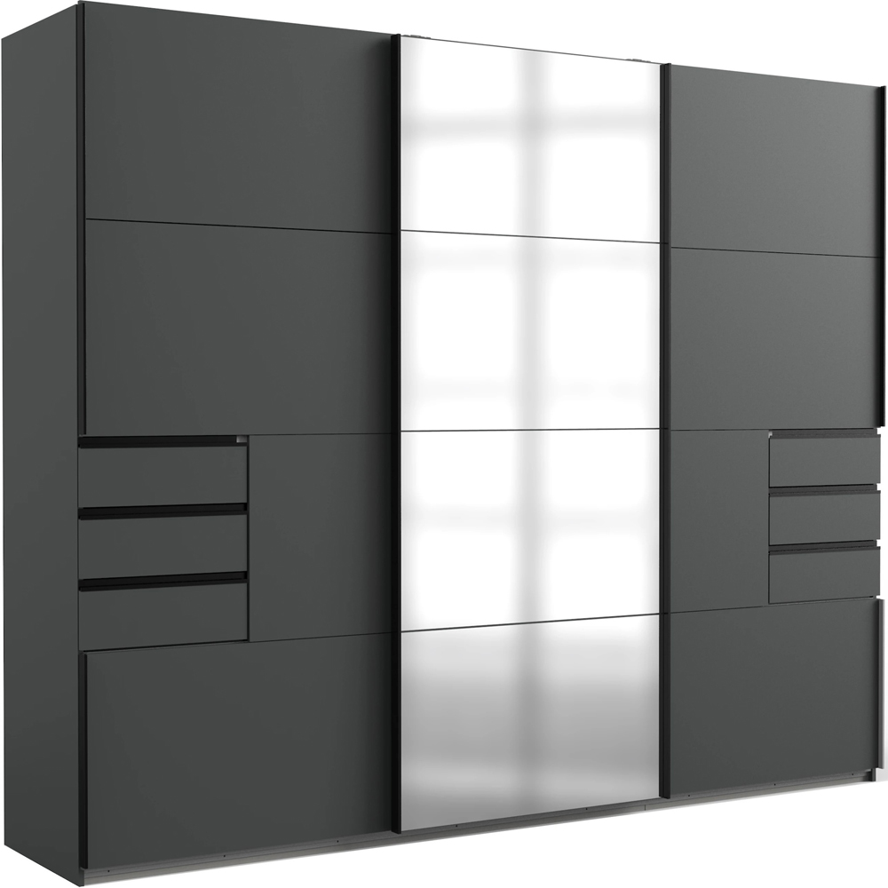 TJ'S Divac 3-Section Black Mirrored Sliding Wardrobe Image 2