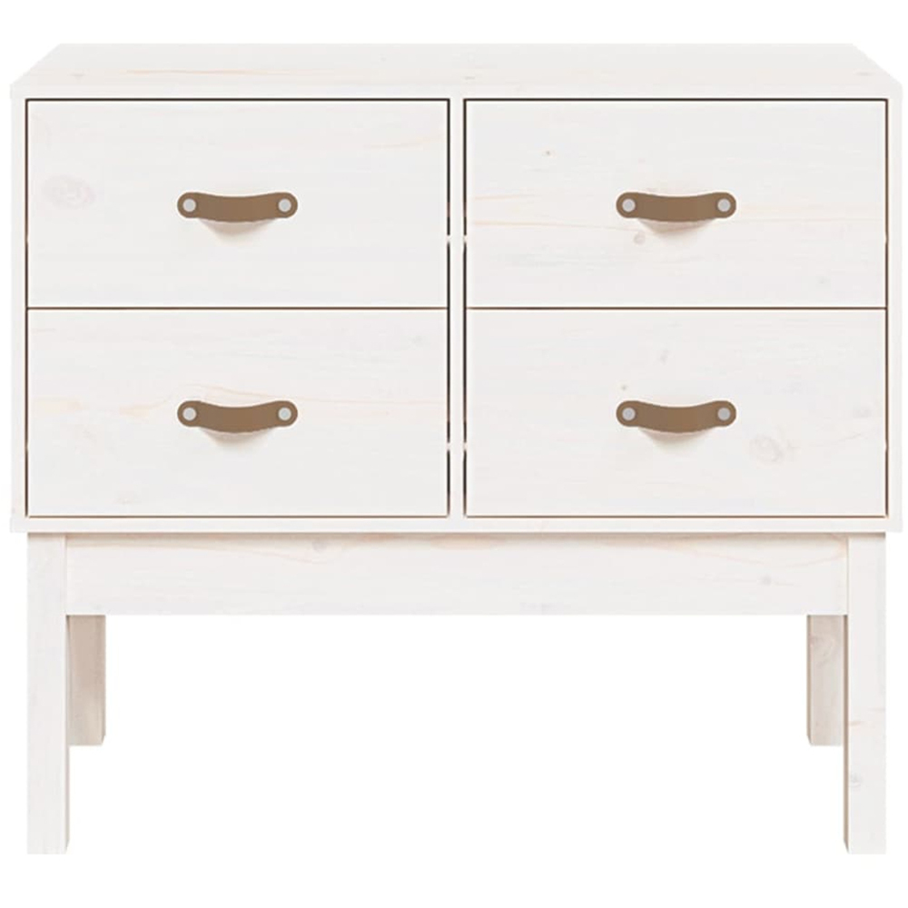 vidaXL 4 Drawer White Solid Wood Pine Console Cabinet Image 6