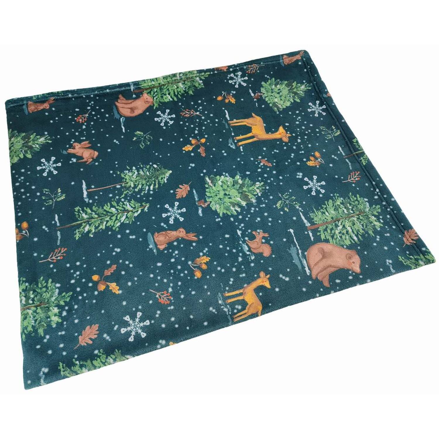 Woodland Friends Fleece Throw Green Image 2