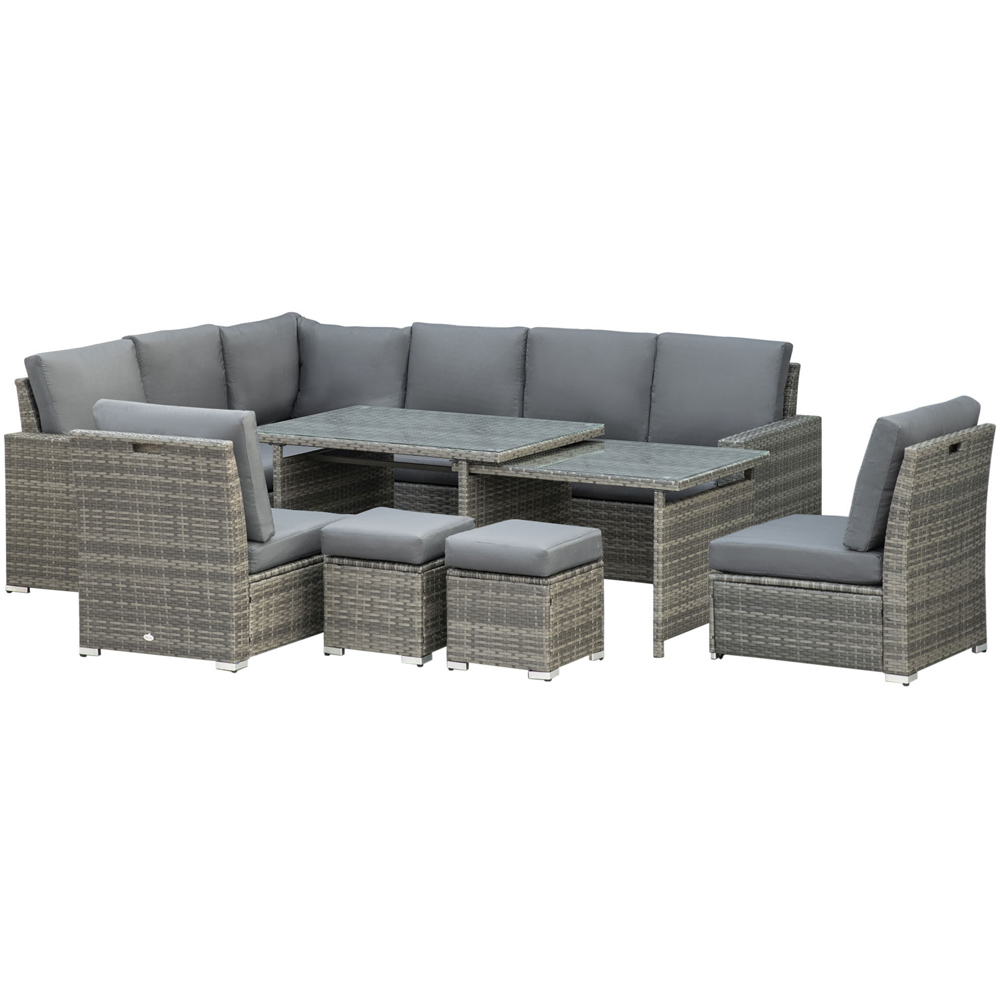 Outsunny 10 Seater Yard Grey Rattan Expandable Sofa Lounge Set Image 2