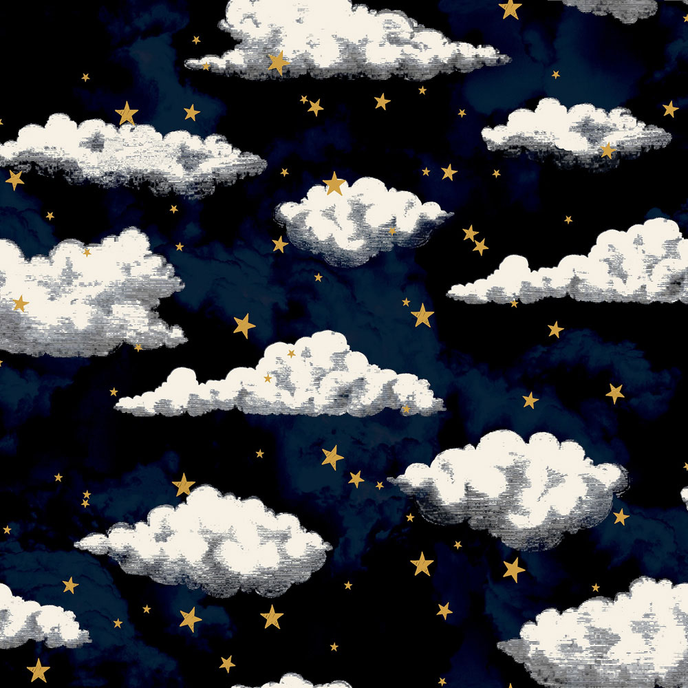 Arthouse Stars and Clouds Navy Blue Wallpaper Image 1