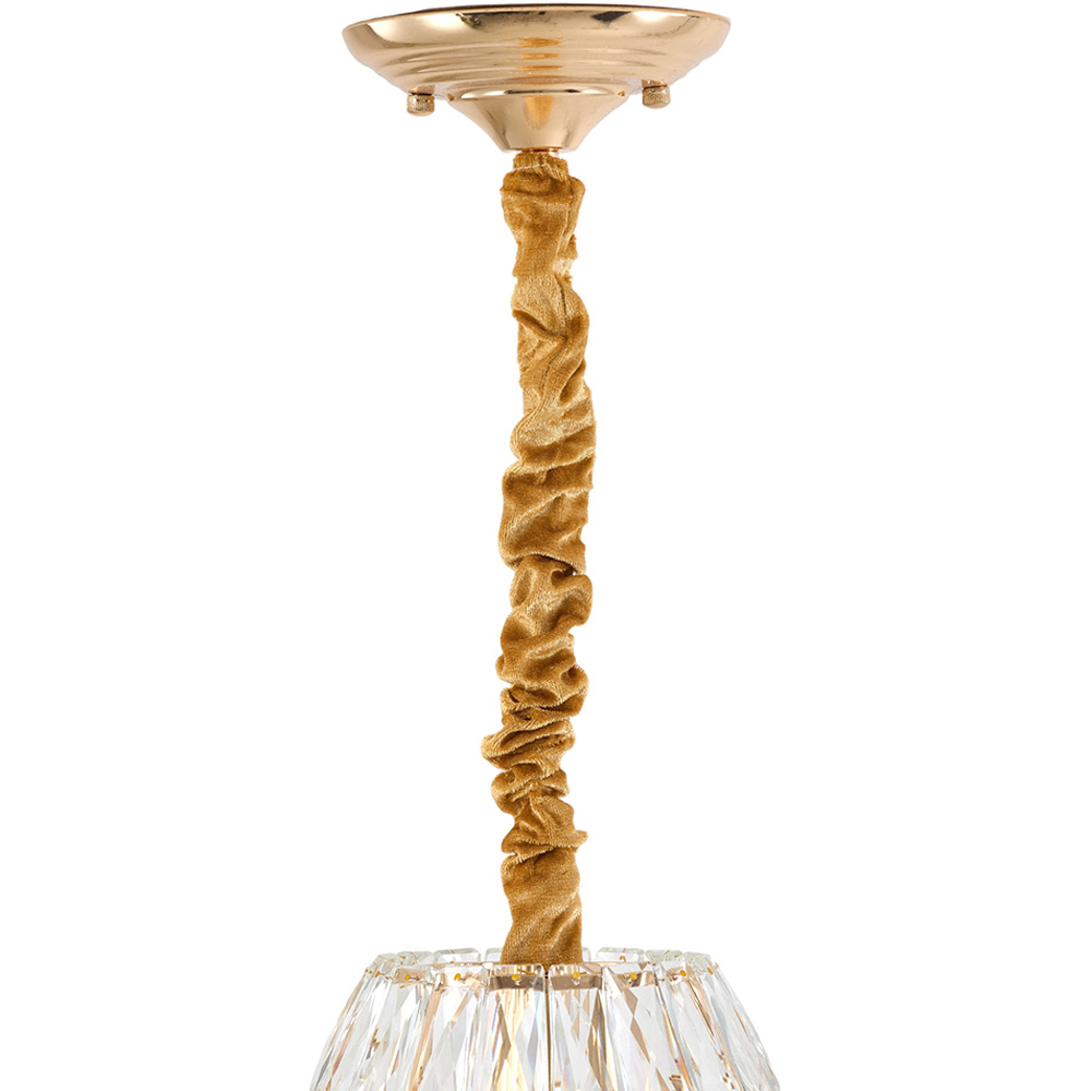 Living and Home Gold Iron Crystal E14 Pendant Light Image 5