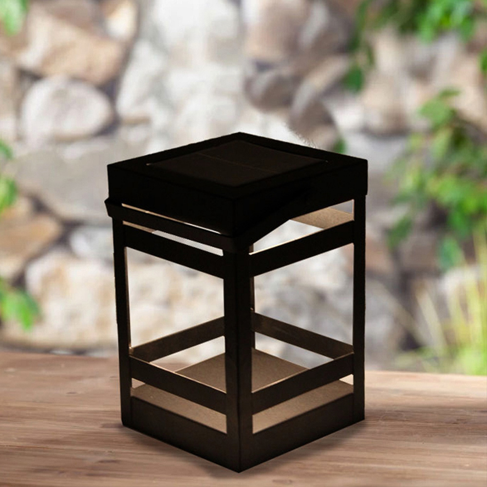 Callow Black Outdoor Garden Solar Square LED Lantern Image 5