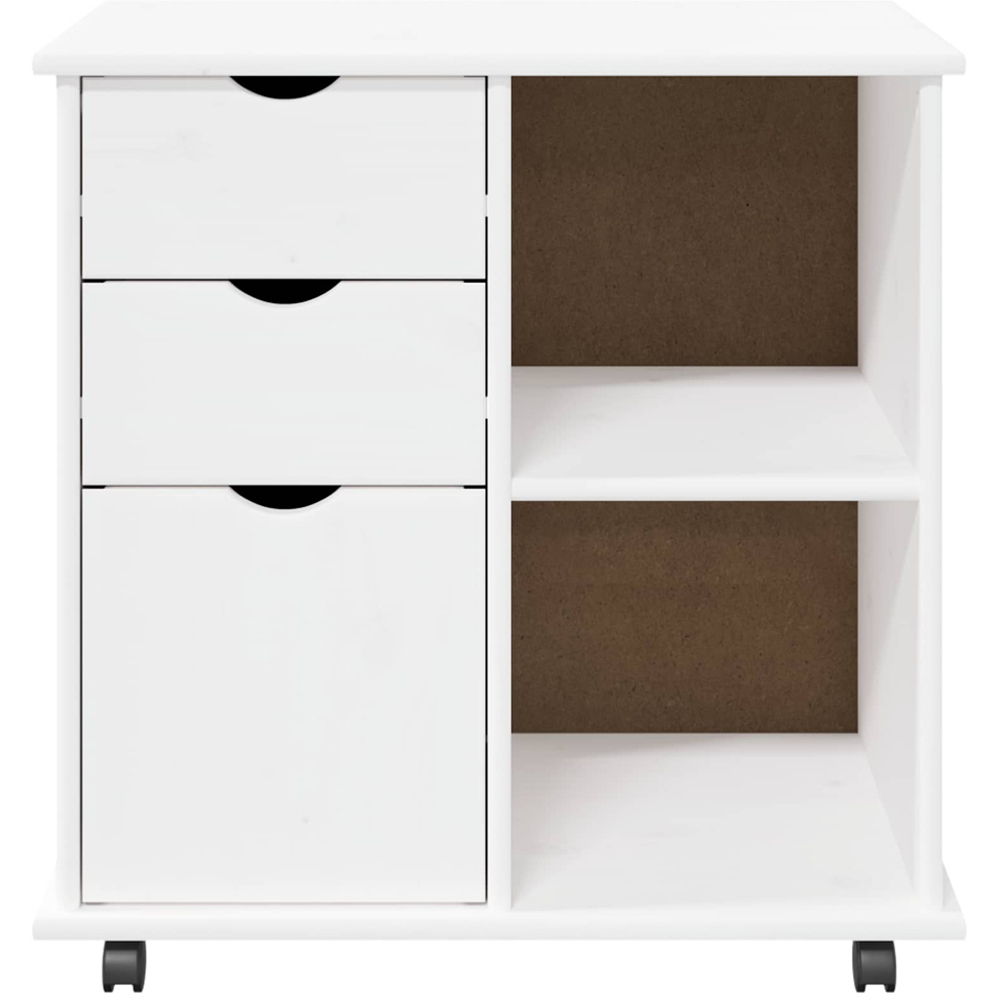 vidaXL Single Door 2 Drawer 2 Shelf White Rolling Storage Cabinet Image 3