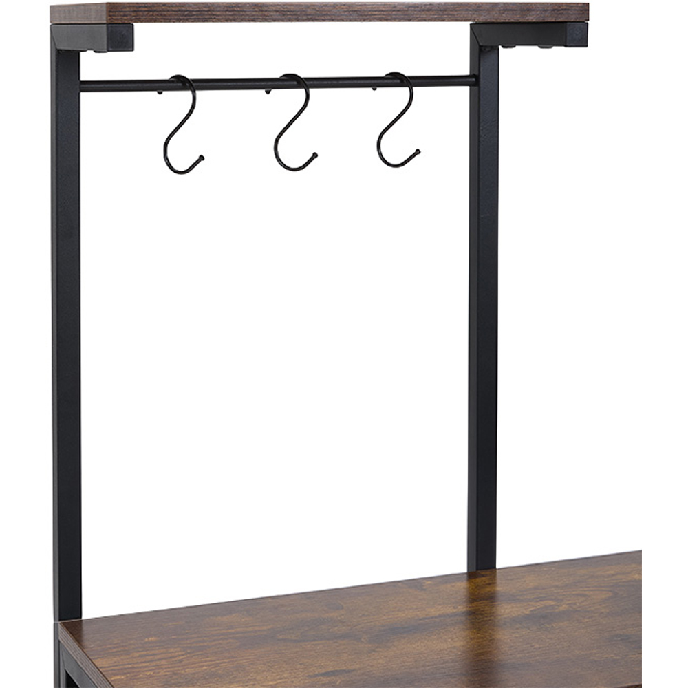 Living and Home Single Drawer 4 Shelf Wood and Metal Coffee Station with Hanging Rail Image 6
