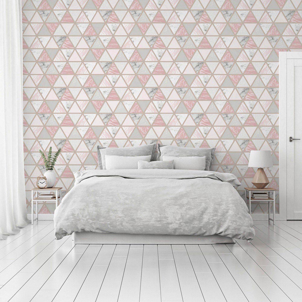 Arthouse Marble Geometric Pink Multicolour Wallpaper Image 5