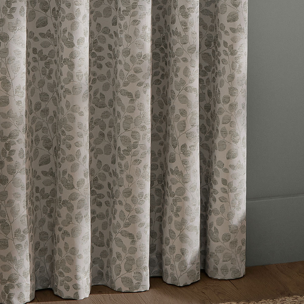 Wylder Grace Leaf Mist Grey Jacquard Fully Lined Eyelet Curtains 117 x 183cm Image 5