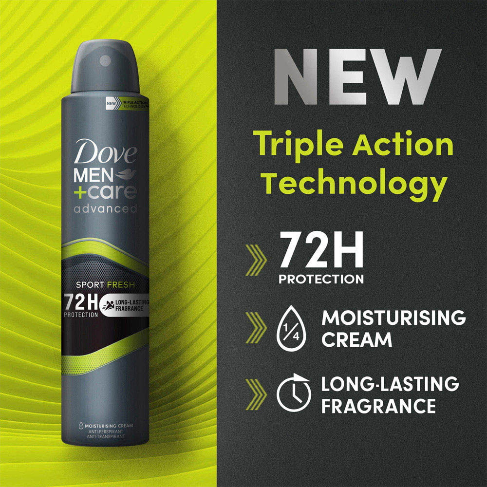 Dove Men+Care Advanced Sport Fresh Antiperspirant Deodorant Aerosol 200ml Image 5
