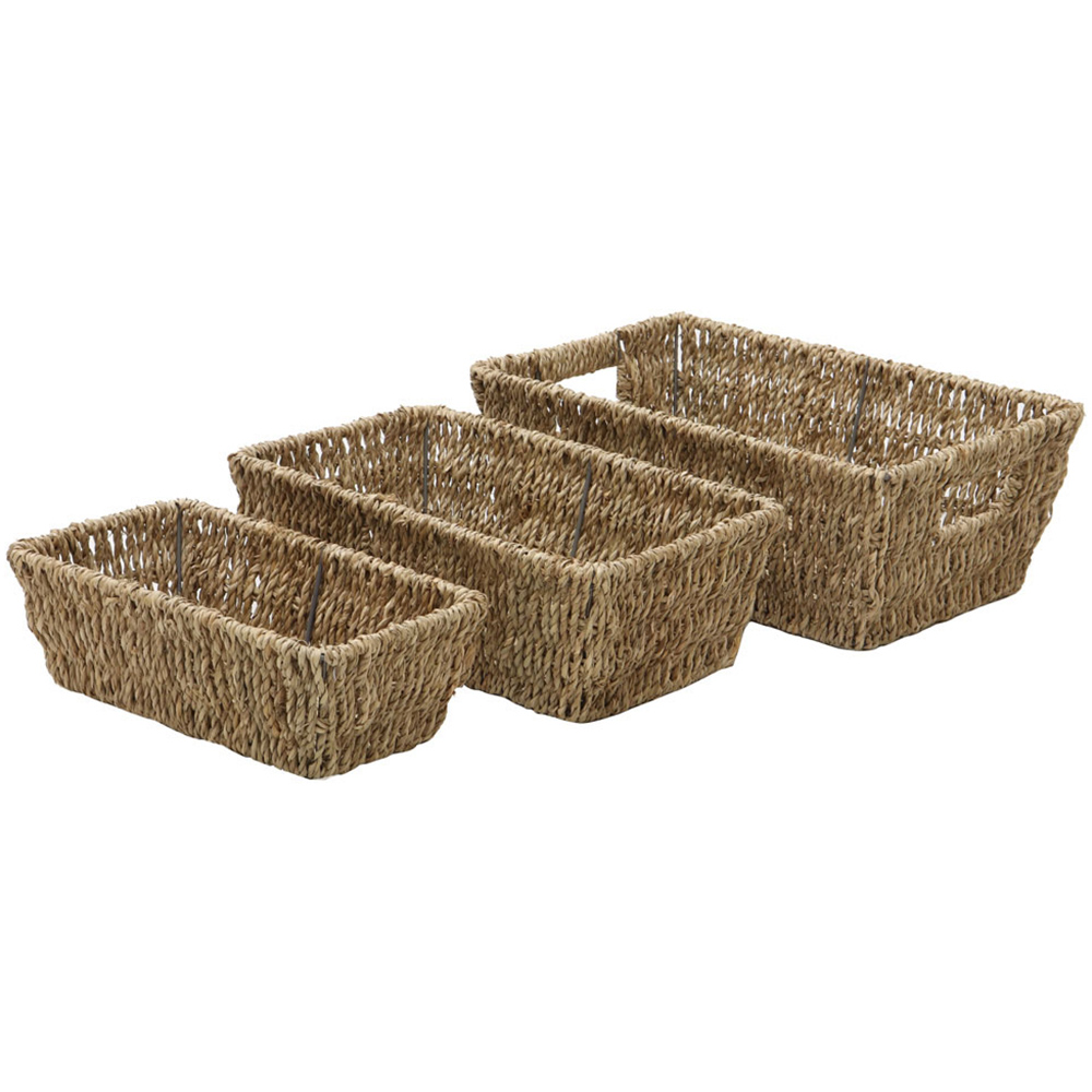 JVL Seagrass Rectangular Storage Baskets Set of 3 Image 3