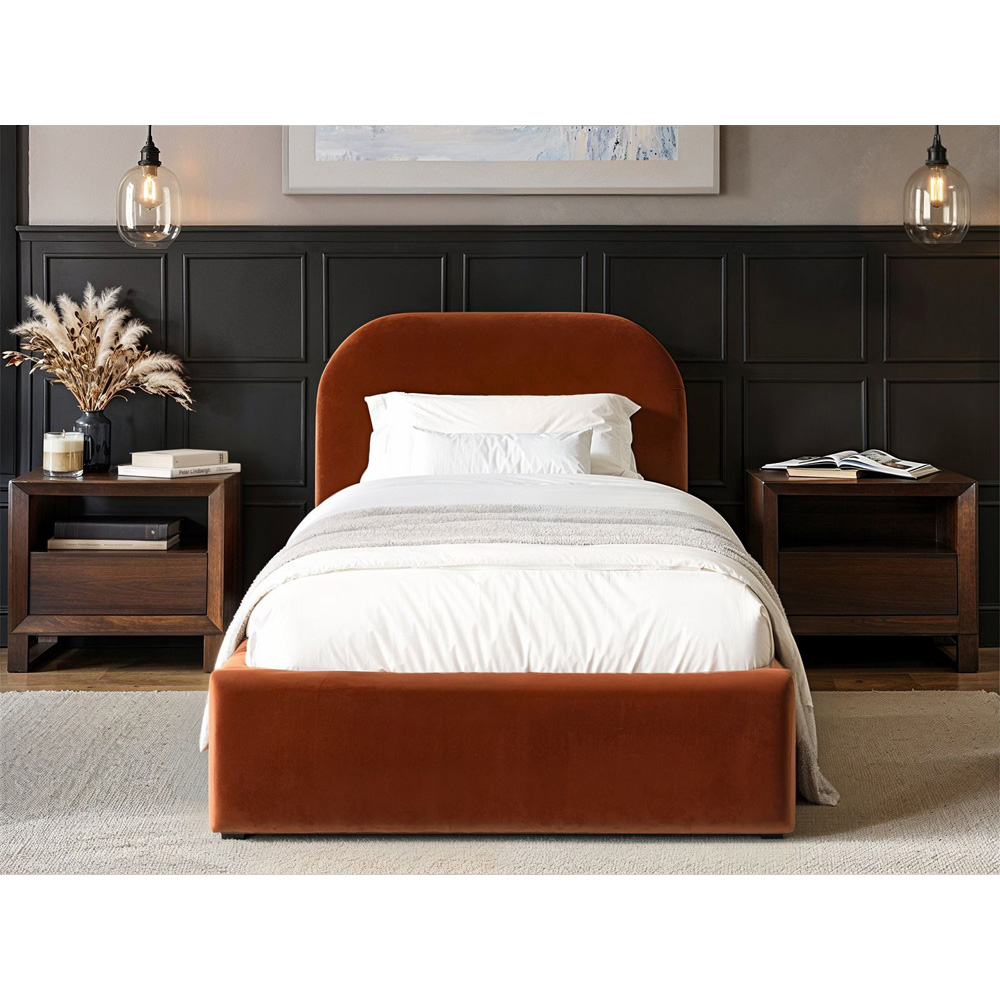 Flair Alba Single Orange Velvet Ottoman Bed Image 5