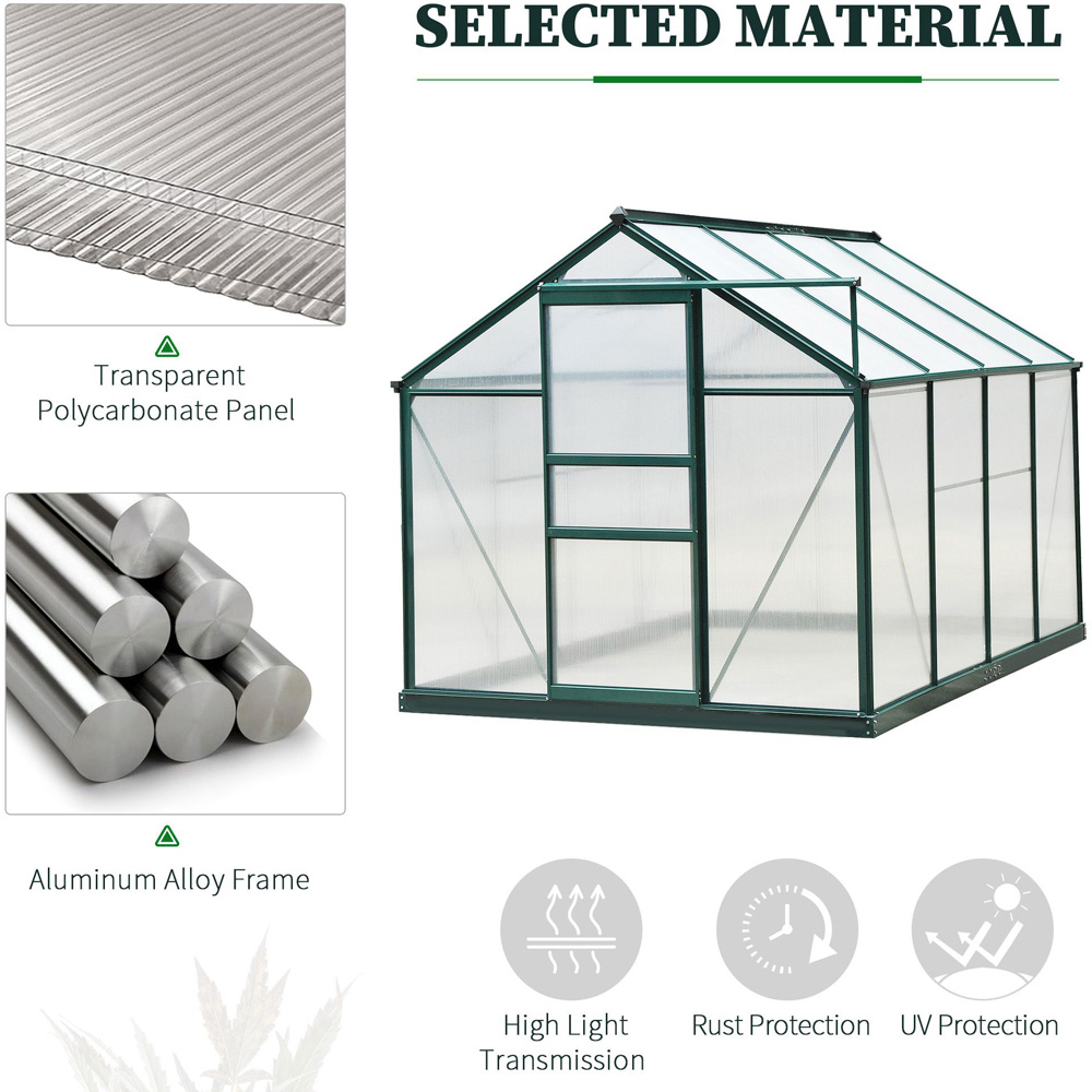 Outsunny 6 x 8ft Green Polycarbonate Greenhouse Image 4