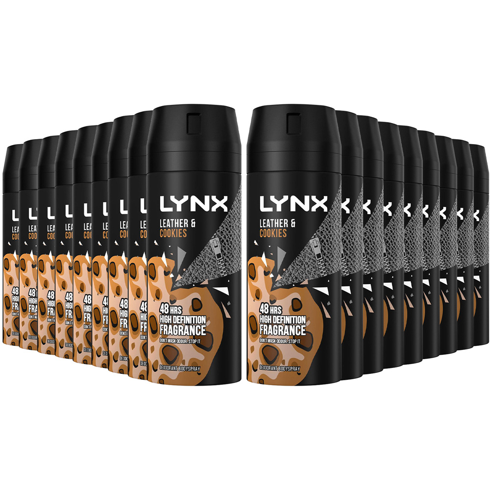 Lynx Collision Leather and Cookies 48H Protection Deodorant Body Spray 150ml 18 Pack Image 1