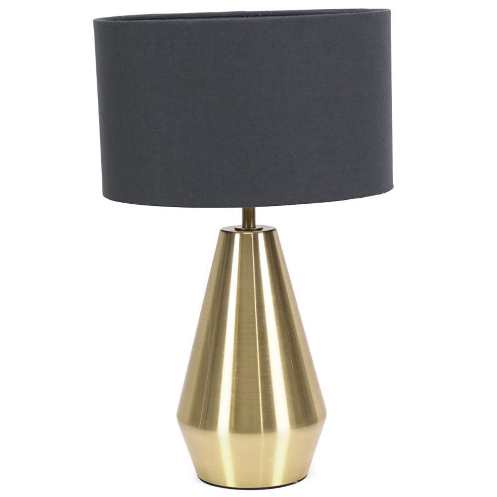 ValueLights Jax Charcoal Shade Antique Brass Touch LED Table Lamp Image 1