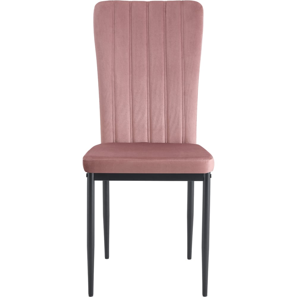 wilko Elle Set of 6 Pink Velvet Effect Plush Padded Upholstered Dining Chair Image 3