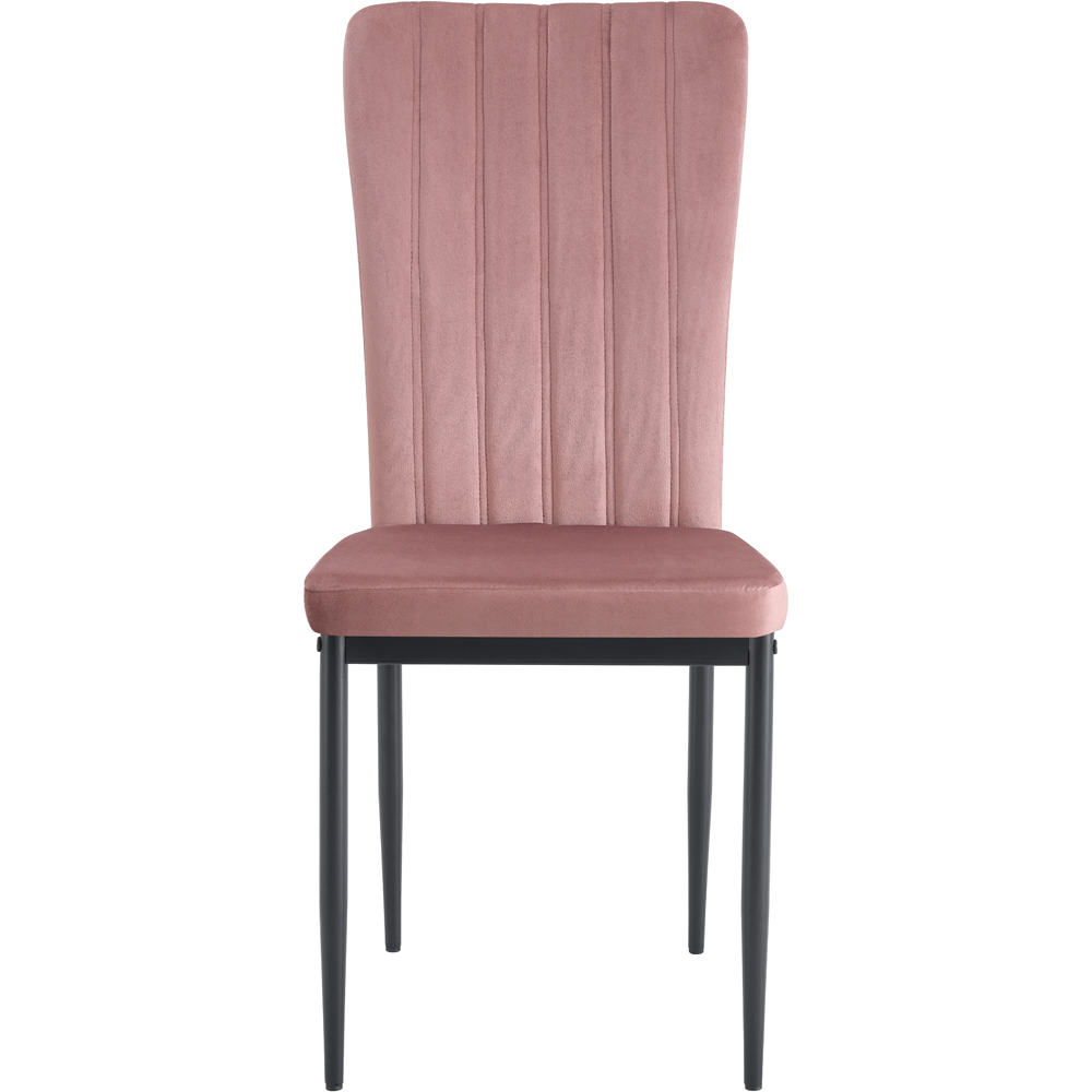 Elle Set of 4 Pink Velvet Effect Plush Padded Upholstered Dining Chair Image 3