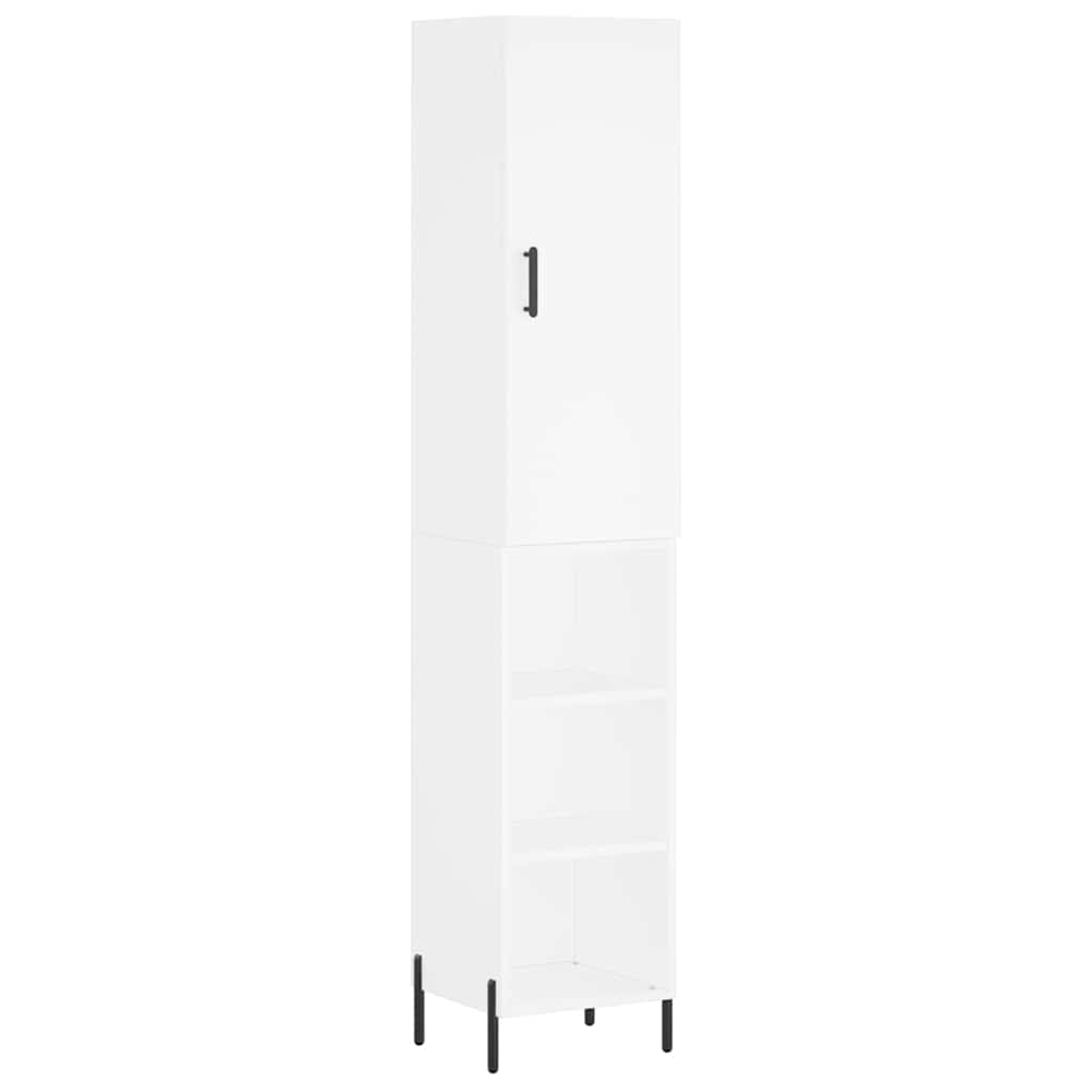 vidaXL Single Door 3 Shelf White Highboard Image 2