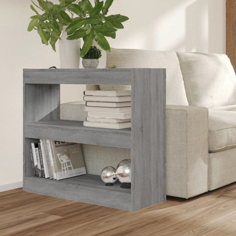 vidaXL 2 Shelf Grey Sonoma Small Bookcase Image 6