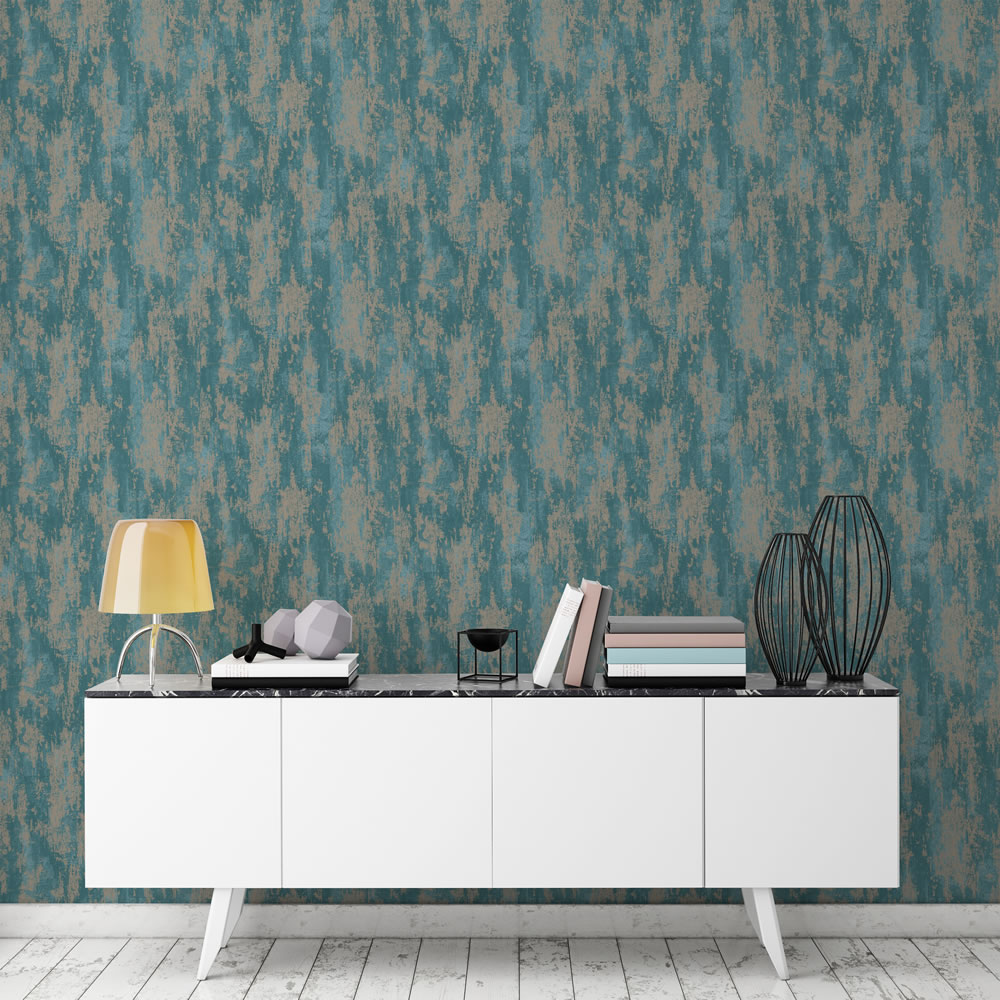 Graham & Brown Boutique Wallpaper Industrial Texture Turquoise Image 2