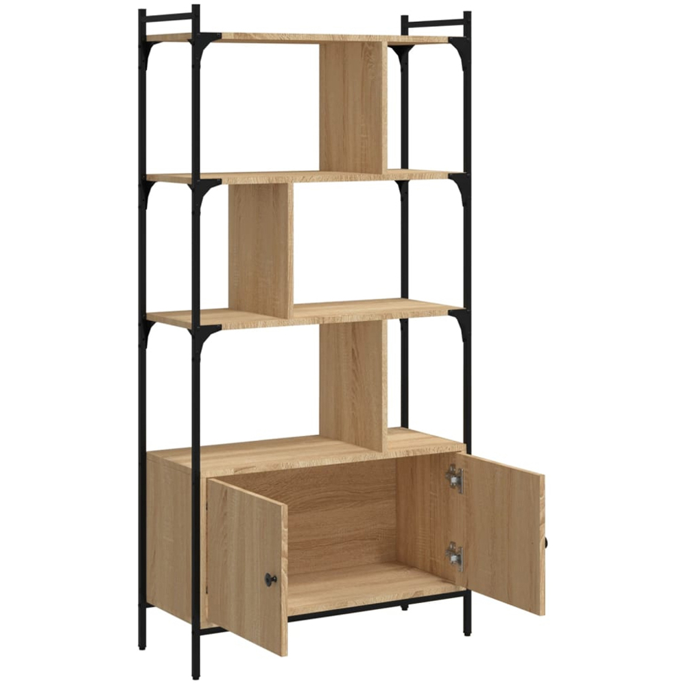 vidaXL 2 Door 6 Shelf Sonoma Oak Bookcase Image 4