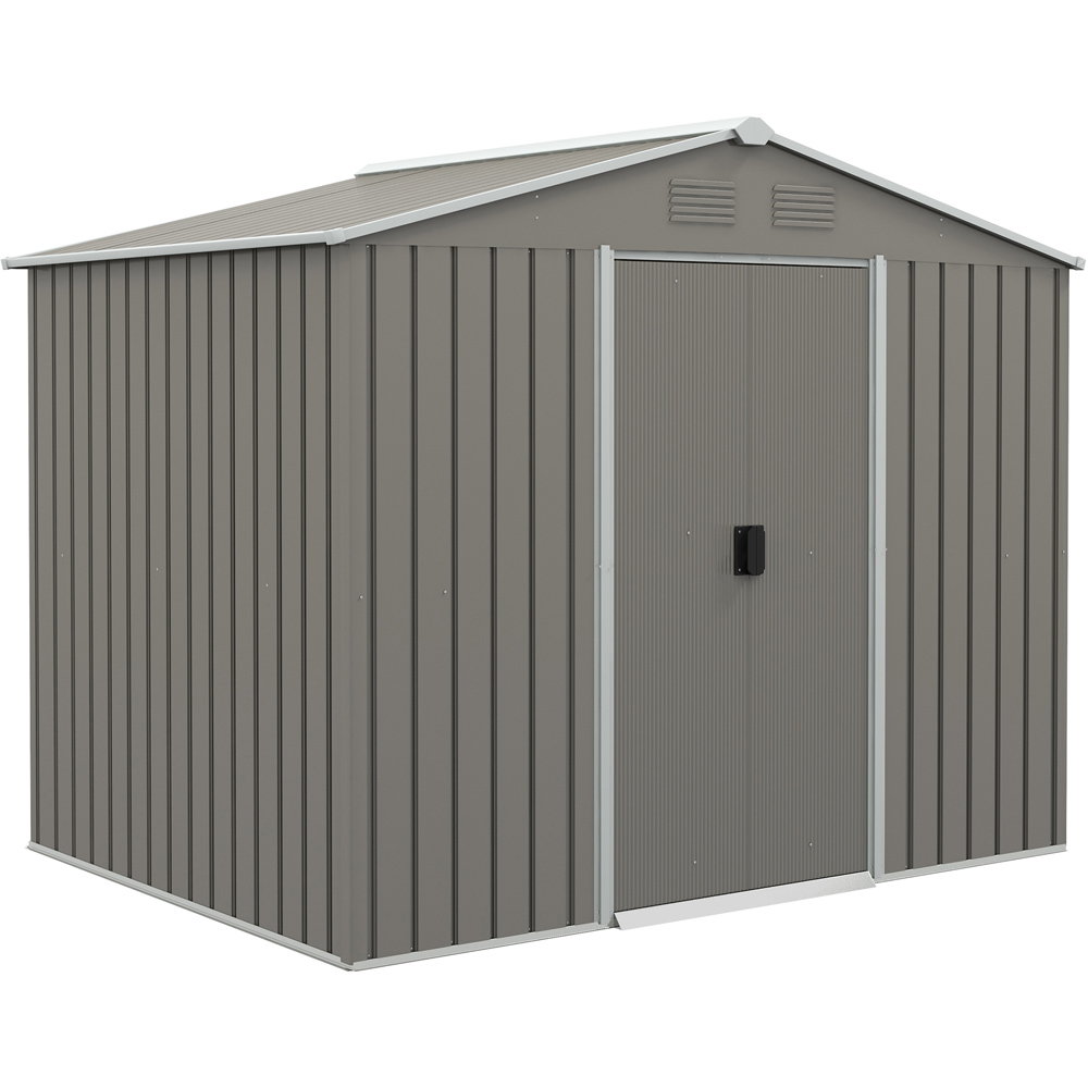Outsunny 8 x 6ft Light Grey Double Sliding Door Metal Garden Storage Shed Image 1
