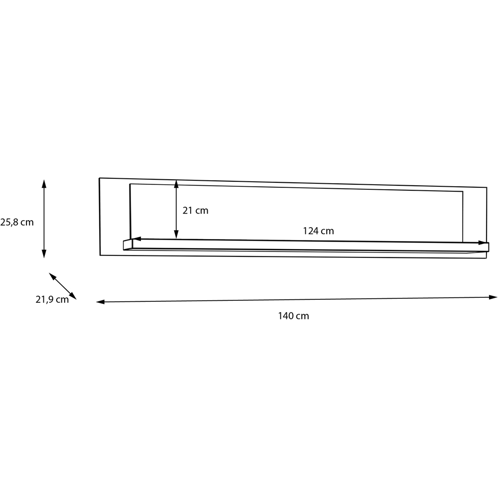 Florence Nikomedes 140cm Bartex Oak and Black Wall Shelf Image 5