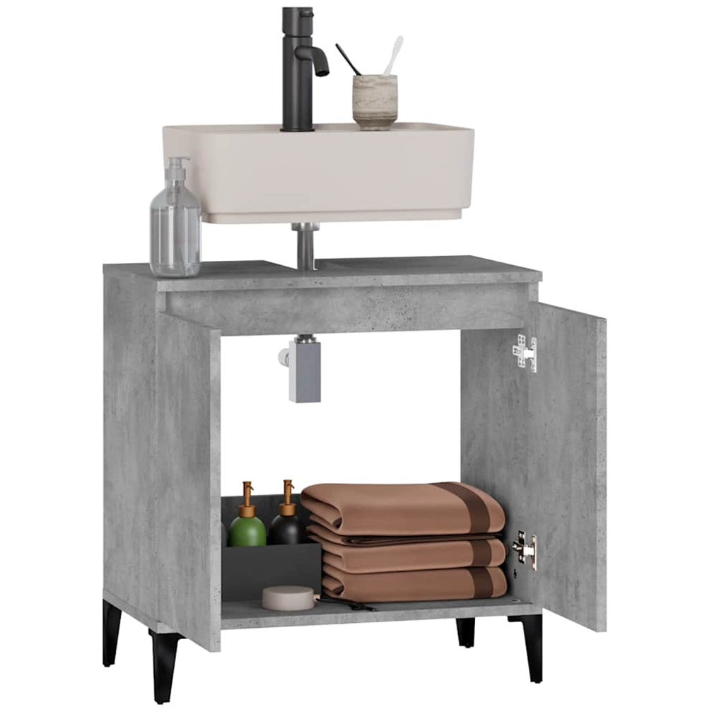 vidaXL 2 Door Grey Wood Washbasin Cabinet Image 4
