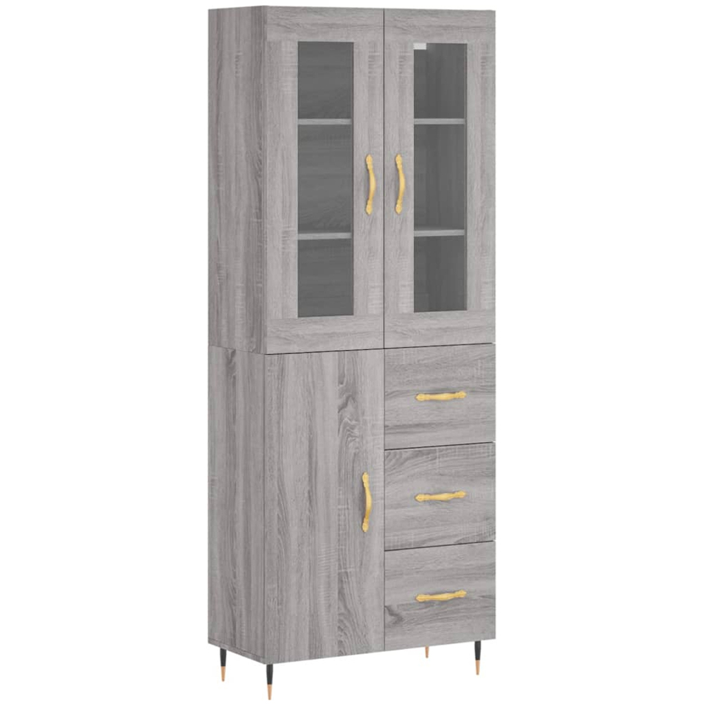 vidaXL 3 Door 3 Drawer Grey Sonoma Highboard Image 2