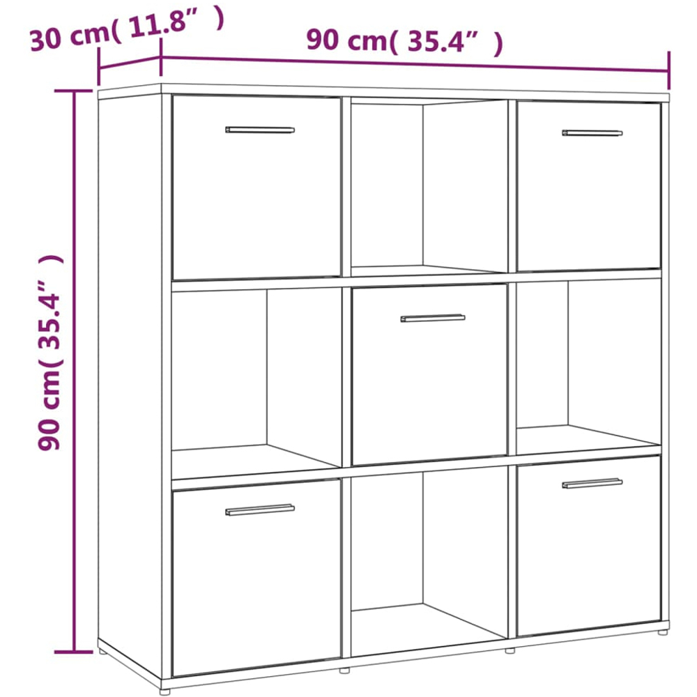 vidaXL 5 Door 4 Shelf Grey Sonoma Oak Bookcase Image 9
