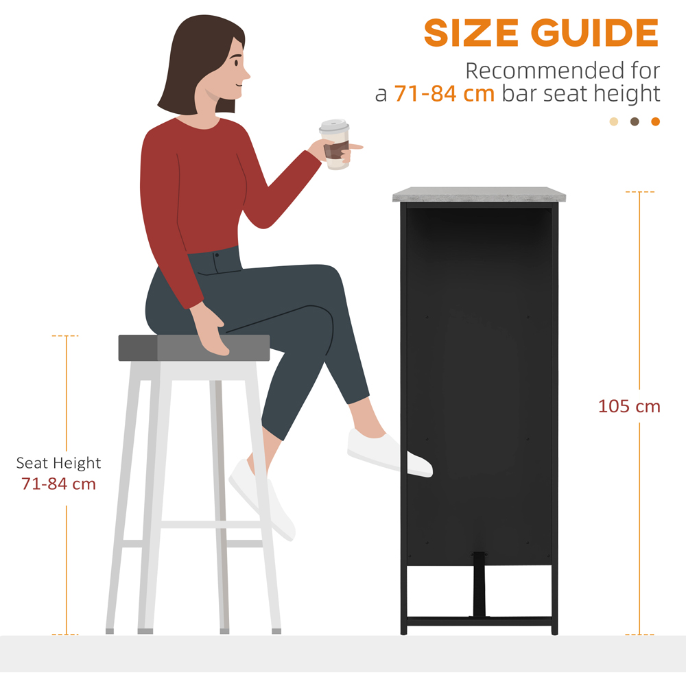 HOMCOM 3-Tier Black Breakfast Bar Table with Wine Rack Image 8