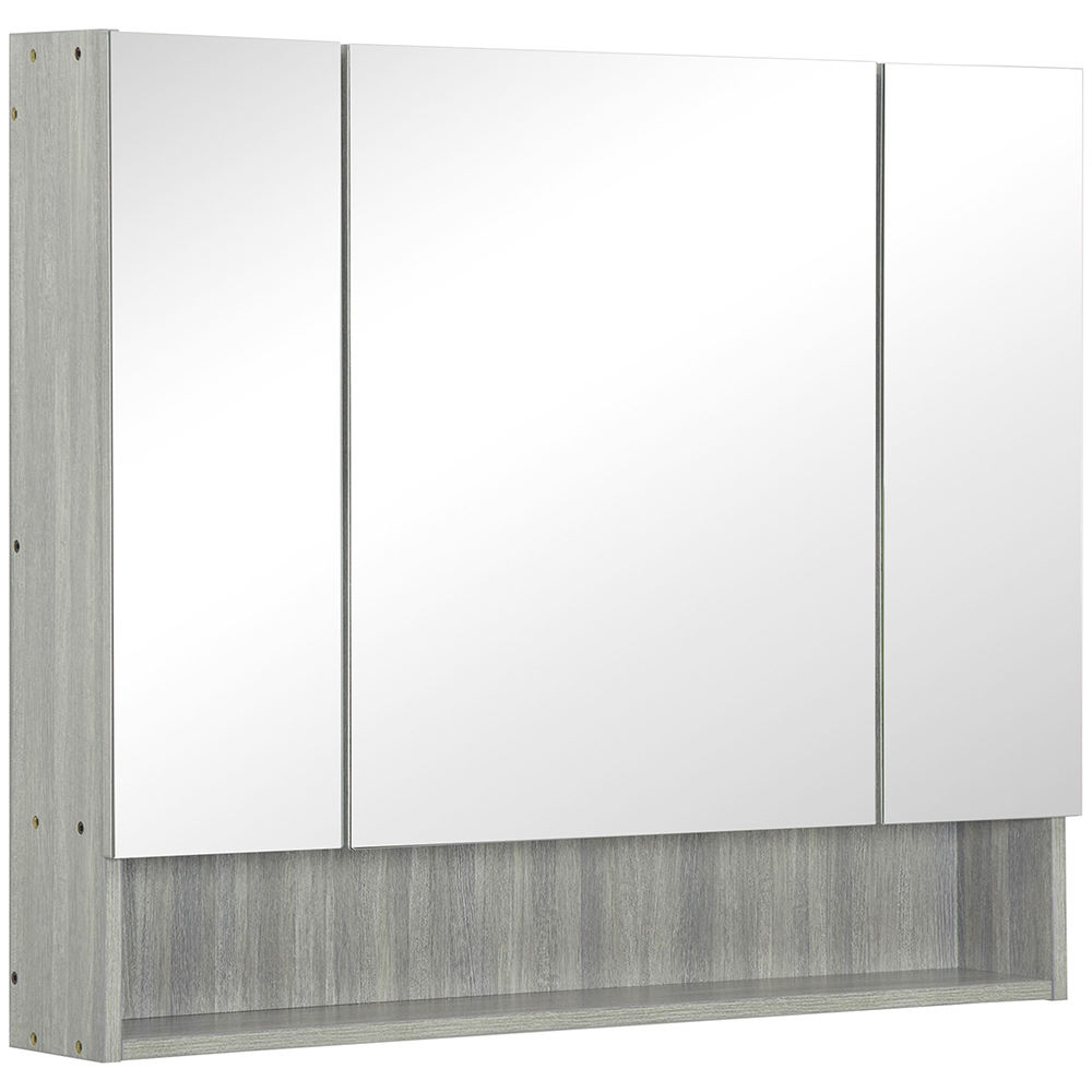 Kleankin Grey Mirror Bathroom Cabinet Image 2