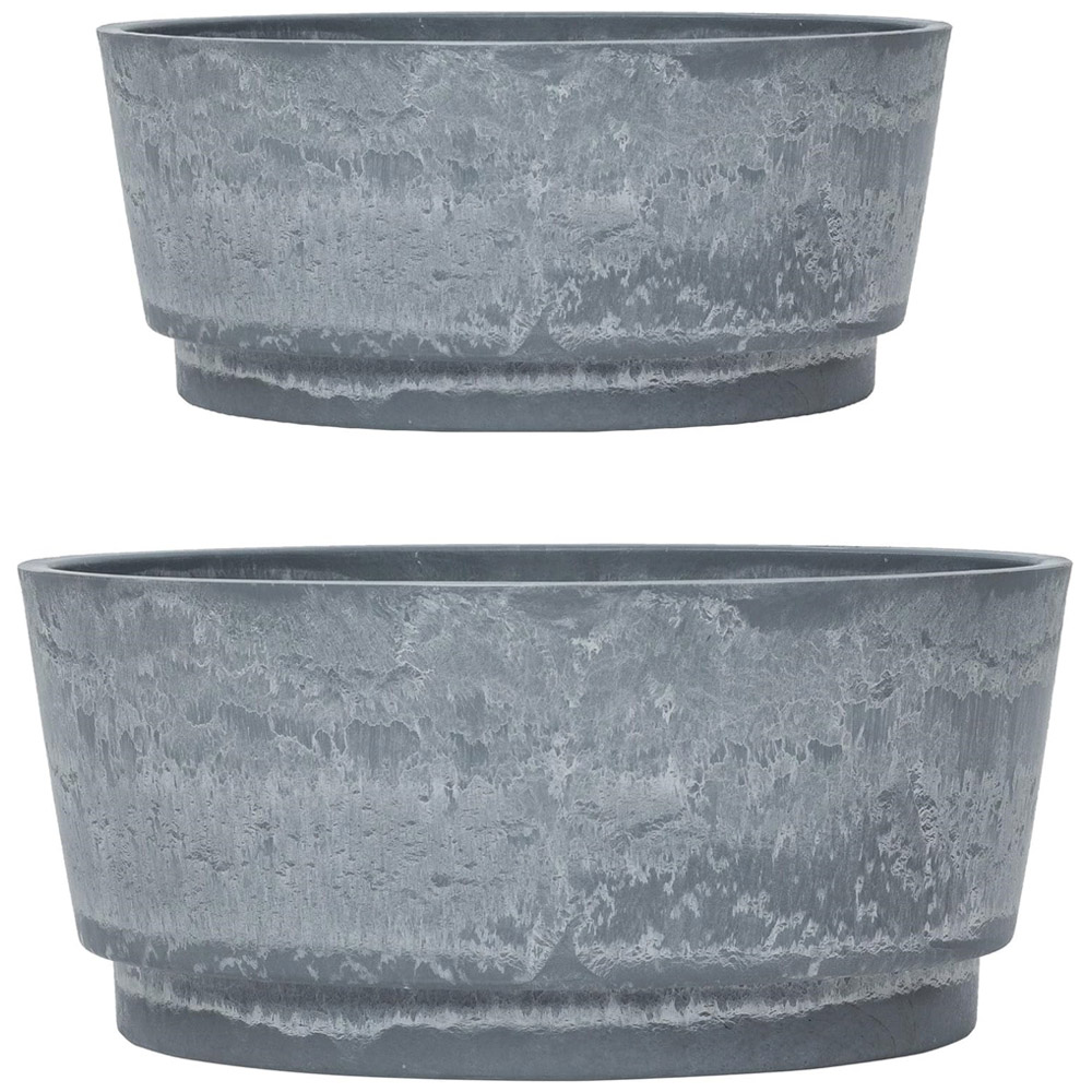 Garden Gear Caesar Bowl Marble Planter 46 and 34.5cm 2 Pack Image 1