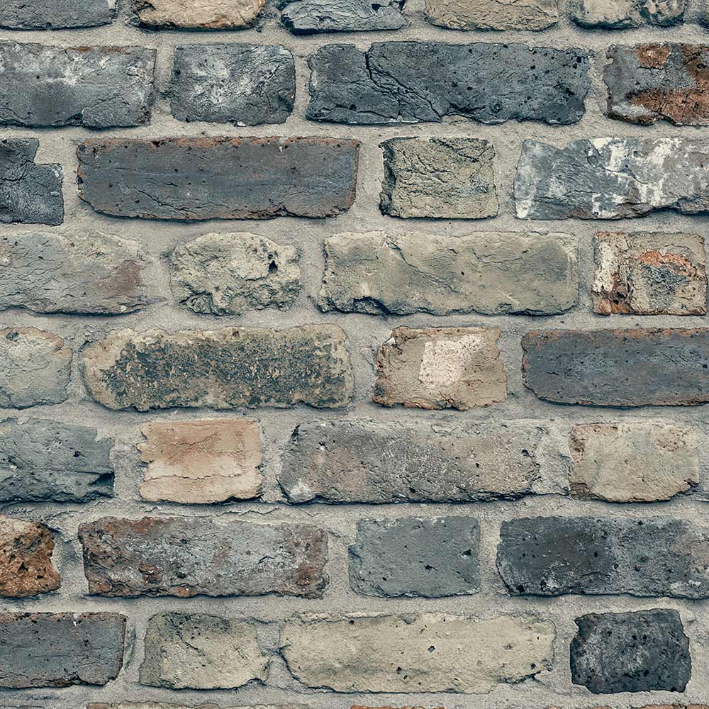 Grandeco Brick Industrial Rustic Charcoal Concrete Textured Wallpaper Image 1