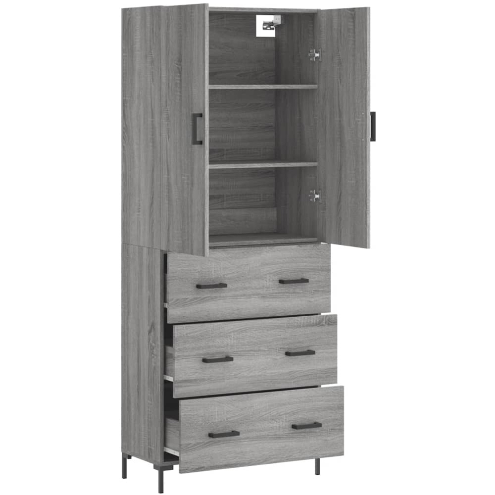 vidaXL 2 Door 3 Drawer Grey Sonoma Highboard Image 4