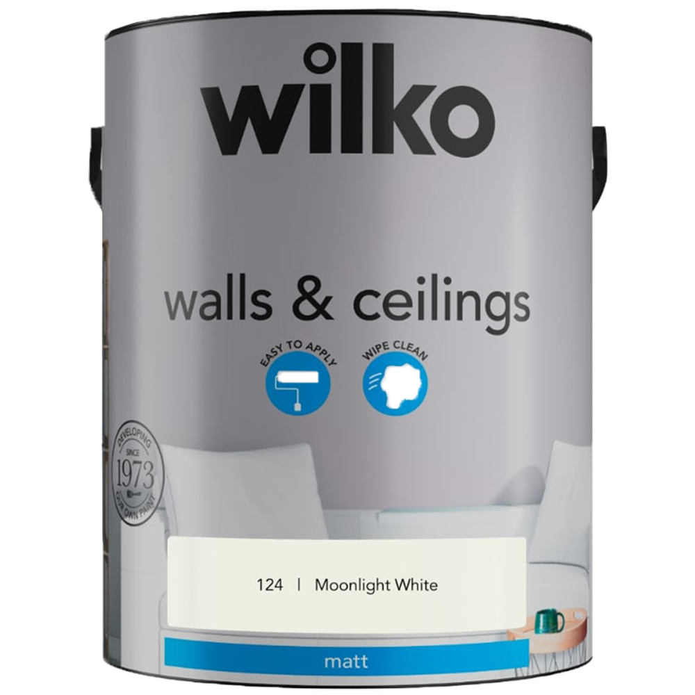 Wilko Walls & Ceilings Moonlight White Matt Emulsion Paint 5L Image 2