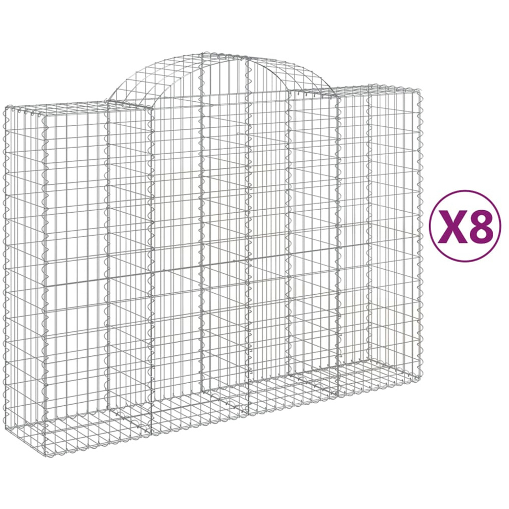 vidaXL Silver Galvanised Iron Gabion Basket 200 x 50 x 140/160cm 8 Pack Image 4