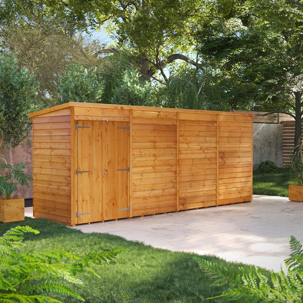 Power 16 x 4ft Double Door Overlap Pent Garden Shed Image 2