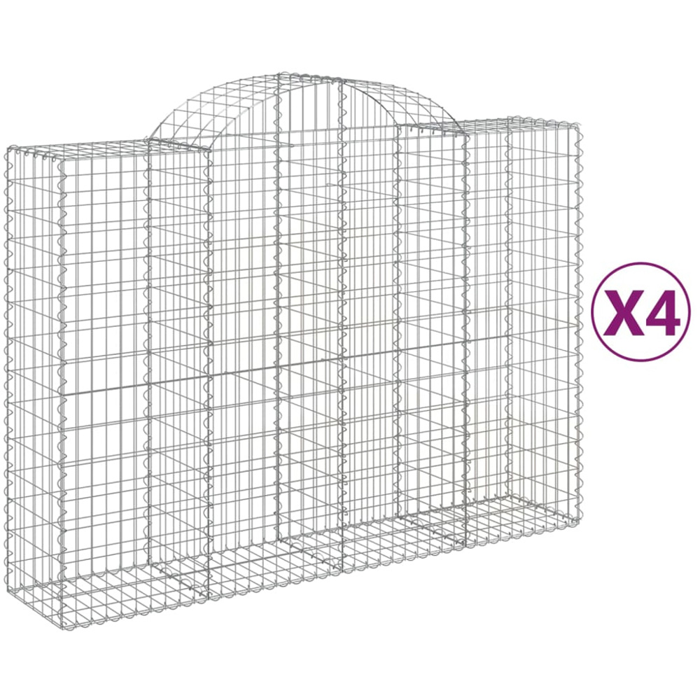 vidaXL Silver Galvanised Iron Arched Gabion Basket 200 x 50 x 140/160cm 4 Pack Image 2