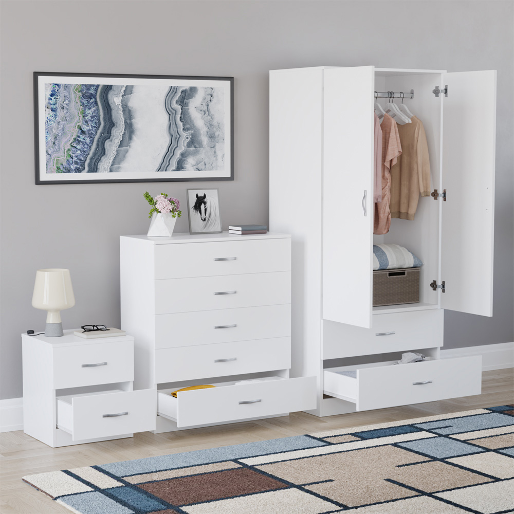 VIDA DESIGNS Riano White 3 Piece Bedroom Furniture Set Image 5
