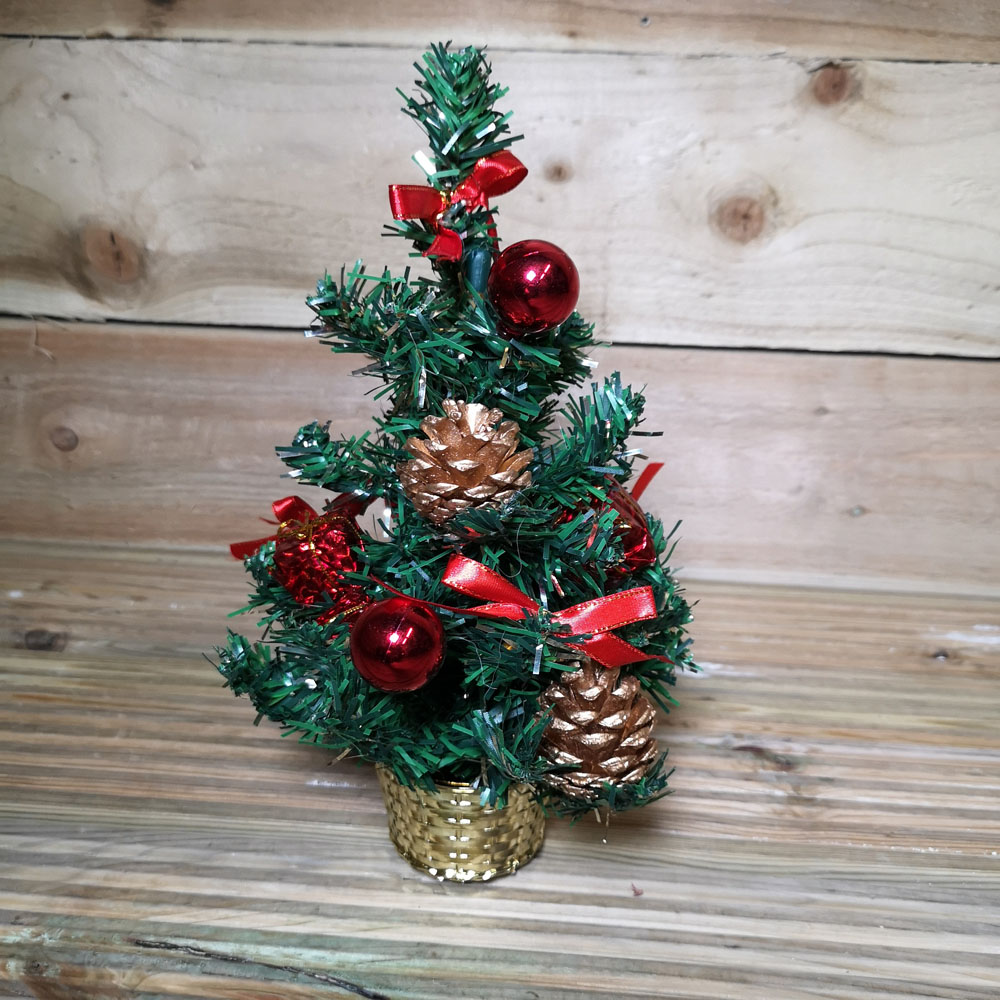 Premier Green Red and Gold Mini Christmas Tree Decoration 30cm Image 7
