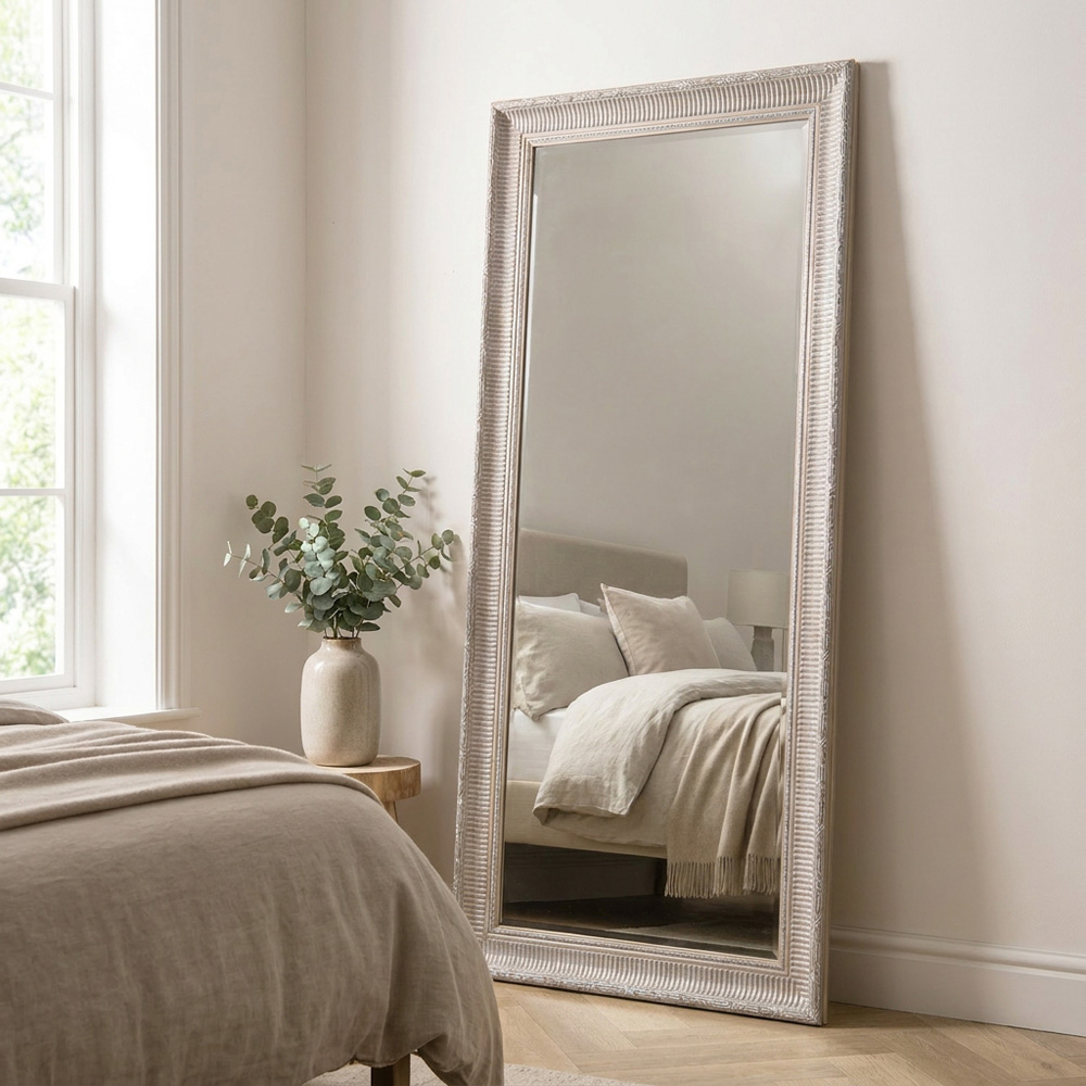Iyla Carved Washed Wooden Mirror Image 4